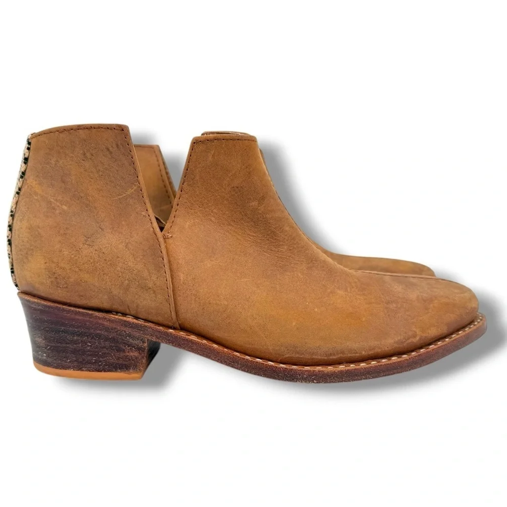 The Root Collective x Dressember Blythe Handmade Leather Chestnut Brown Bootie 6